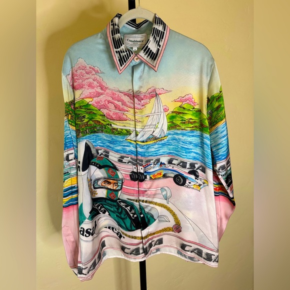 Casablanca Other - Casablanca The Art Of Racing Silk Tennis Shirt Grand Prix Collection Size Medium